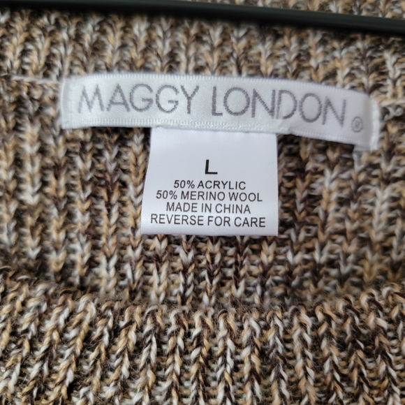 Maggy London Marled Knit Sweater Dress Cuffed Sleeves Merino Wool Blend NWOT - Picture 8 of 13